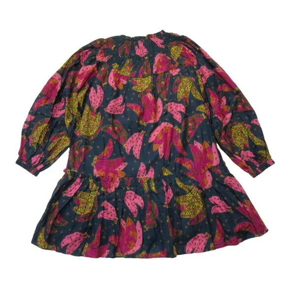 NWT FARM Rio Patchwork Bananas Mini in Navy Cotton Babydoll Dress S $195